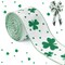St. Patricks Day Ribbon Wired, Glitter Green Shamrock Fabric Ribbons Gift Wrapping DIY Craft Wreath Bows Making Festival Party Birthday Decoration, 10 Yards x 2.5 Inches
